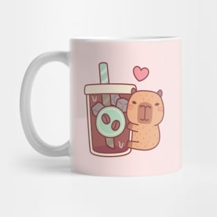 Cute Little Capybara Hugs Iced Coffee Mug